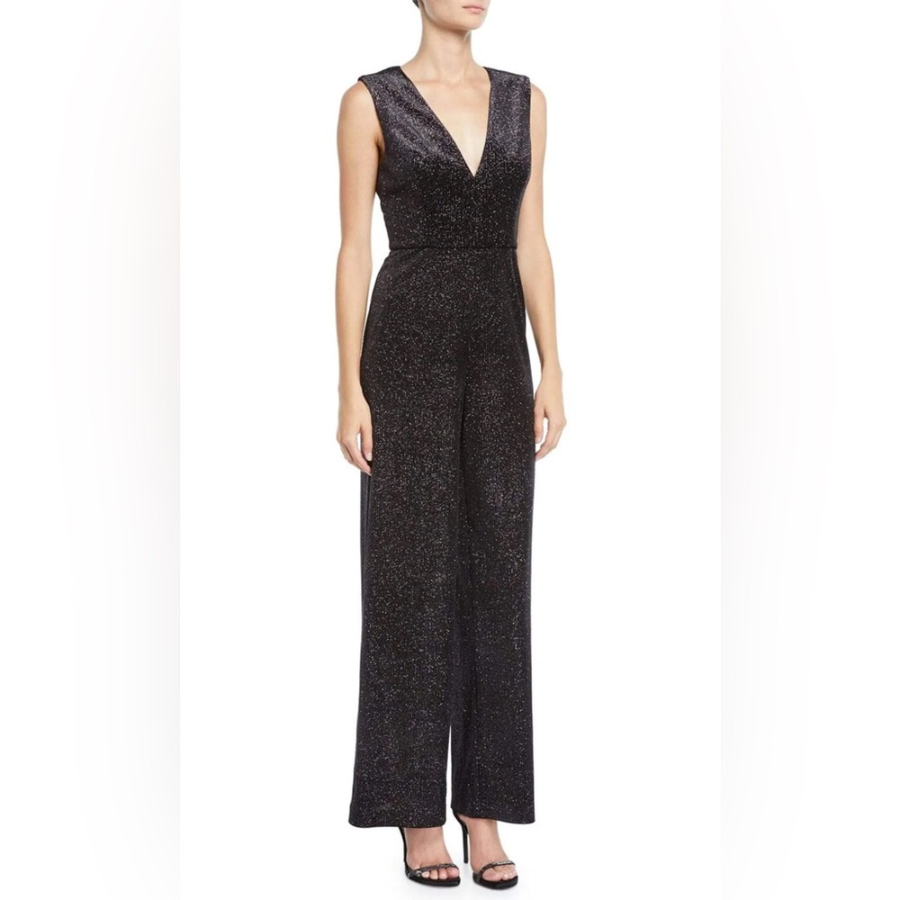✨ Aidan Mattox Sleeveless Metallic Knit V-Neck Jumpsuit – Size 6 ✨